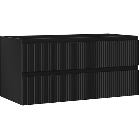 Mexen Rivel Badezimmerschrank für Waschtisch 100 cm, 2 Schubladen, geriffelt, schwarz matt - 91A20-10047-2-BFF71 (1/5)