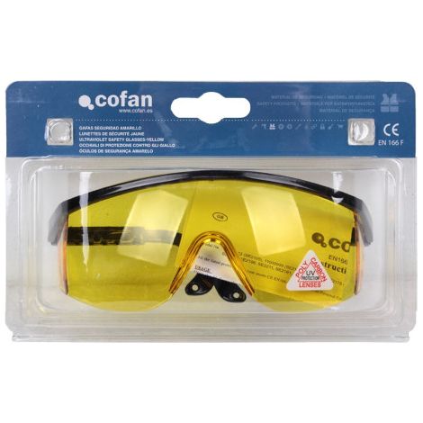 Blíster Gafas de Seguridad Lente Color amarillo Protección UV EN 166:2001 11000021BL