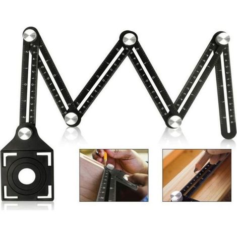 Règle Multi Angle - Alliage D'aluminium Pliable - Pour Mesure Et Marquage D'angles - 12 Cm - 6 Côtés (1/4)