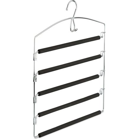 Lot 5 cintres pantalons robes gain place métal rembourré 44,5x37x2,7 cm argent noir multi-usages (1/5)