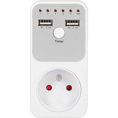 Prise Minuteur, 180260V 16A 3680W Prise de Sécurité, Prise de Minuterie de Compte à Rebours USB Pratique, Prise de Minuterie pour Hôtel à Domicile(Prise Française) (1/5)