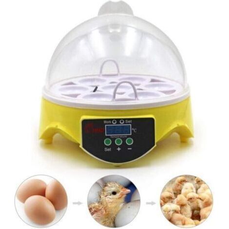 Couveuse Oeuf 7 Oeufs, Incubateur Oeuf De Poule Couveuse Poussin, Contrôle Automatique De La Température Et Affichage Numérique De La Température Par Led