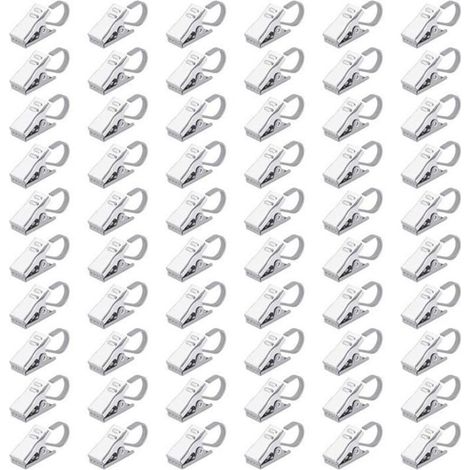 (Silver)Pliers Curtains Clips stainless steel Hooks Curtain for Rings Curtain Shower Part Bright Home Decoration 60 Parts (1/4)