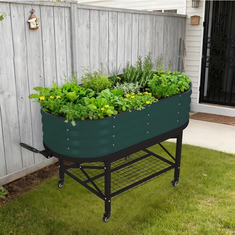 Vegetable Garden-Jardinière Surélevé– Bac de Culture Résistant aux Intempéries pour Légumes&Herbes –Vert,120x60x30cm,sur Roulettes (1/5)