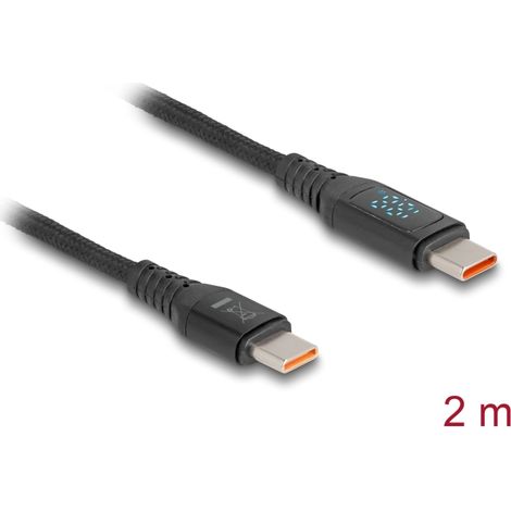 Delock Cable de carga rÃ¡pida USB 2.0 USB Type-Câ¢ macho a macho PD 3.1 140 W con indicaciÃ³n de potencia 1,20 m