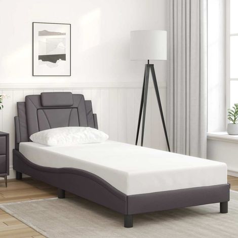 Cadre de lit Viana sans matelas gris 90x200 cm similicuir (1/5)