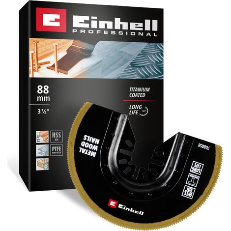 Original Einhell Bi-Metall Tauchsägeblatt Titanbeschichtet (Ø 88 mm Breite, PTFE-Finishing, Metallverzahnung, Schnellwechselfunktion, geeignet für Multitools) (1/5)