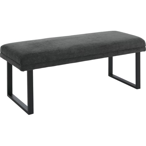 [NEUWERTIG] Sitzbank HHG-072, Polsterbank Garderobenbank Esszimmerbank, Metall Stoff Öko-Tex Chenille (310g/m²) 120cm dunkelgrau