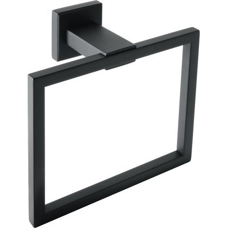 Porte-serviettes Anneau de serviette en acier inoxydable fixé au mur pour salle de bain et cuisine 260 mm x 16 mm x 75 mm (noir) (1/5)