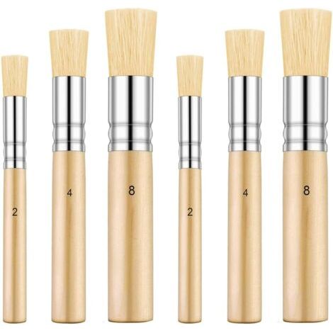 Pinceau de Pochoir, Brosse à Poils Naturels, pour Peinture Acrylique, Peinture à l'huile, Projet de Bricolage Artisanat, 6 Pièces 3 Tailles (1/5)