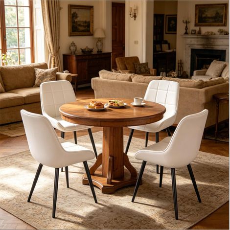 Juego de 4 sillas de comedor tapizadas, respaldo curvado, asiento acolchado, terciopelo, negro (1/5)