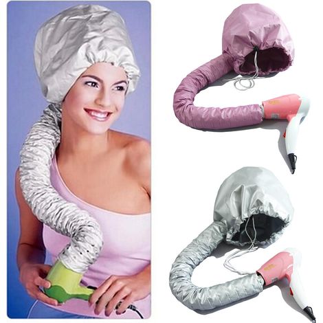 Confezione da 2 cuffie per asciugacapelli - Cuffie morbide e sicure per asciugare e acconciare i capelli - Argento e rosa