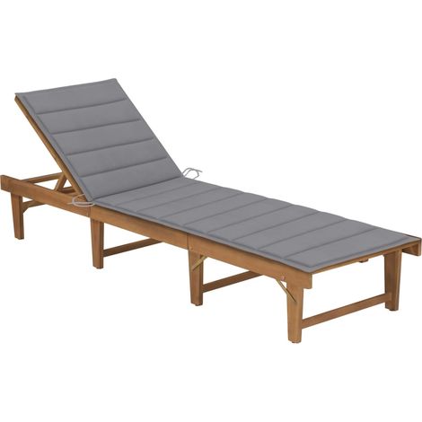 Chaise longue pliable avec coussin Bois d'acacia solide