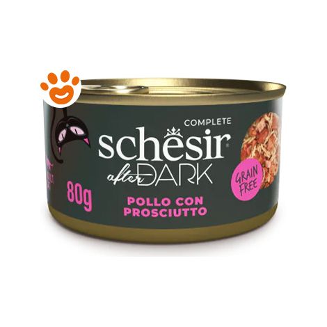 Schesir Cat After Dark Complete Filetti in Brodo di Pollo con Prosciutto - Schesir Cat After Dark Complete Filetti in Brodo di Pollo con Prosciutto - Lattina Da 80 Gr