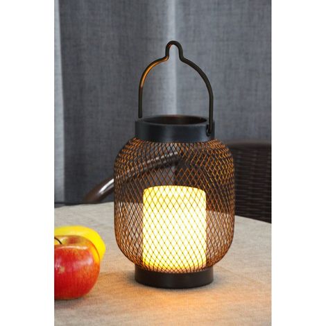 Vela exter. 14,5 x 19cm solar efecto vela metal y plastico n