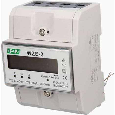 ff WZE-3 Contatore Energetico Elettronico Triphasico da Rete DIN