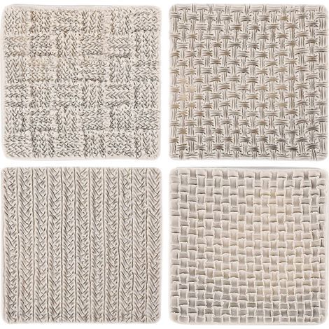 Silikonformen mit gewebtem Strickmuster, Häkelstruktur, geprägtem Design, für Kuchen, Pralinen, Schokolade, Fondant und Seife – Küchen- und Backzubehör (grau) – 9,60 x 9,60 x 0,80 cm – Grau (1/4)