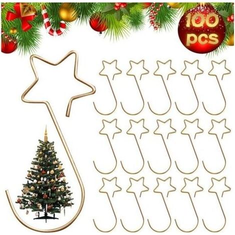 Lot de 100 crochets en forme de S pour boules de Noël, crochets en S pour boules de sapin de Noël avec étoile, petits crochets en métal pour suspendr (1/5)