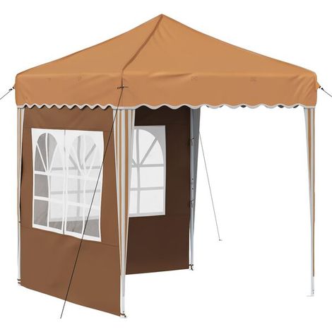 Tente pliante beige pour réception, 195 x 195 x 245 cm, tissu Oxford. (1/5)