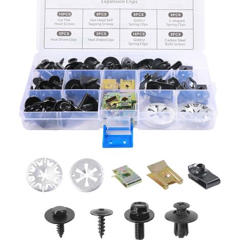 80PCS Clips de Fixation Voiture,Auto Kit de Clip à Vis et écrous,Vis D'aile De Carrosserie Clips De Fixation Voiture,Clips de Voiture,Convient pour Fixer les Pièces du Corps,Pare-chocs,Capot (1/5)