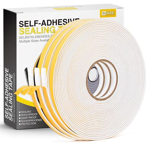 Joint Fenêtre Isolation du bruit 20M Joint Porte d'entrée Mousse Adhésif 6x1.5mm Bande Etancheite Autocollante Isolant Fenêtre Contre le vent Anti-collision isolation acoustique Blanc (1/5)