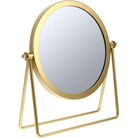 Miroir de maquillage de bureau rotatif, support doré, miroir cosmétique pour coiffeuse, salle de bain, accessoire de beauté