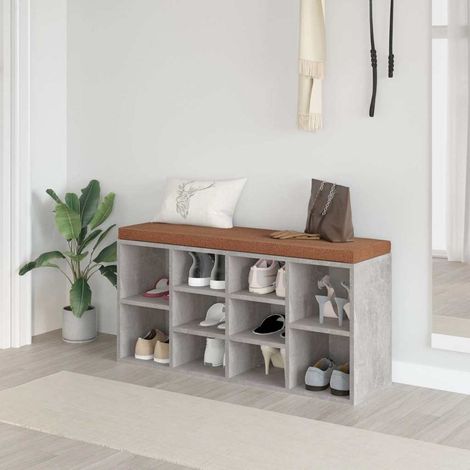vidaXL Banc à chaussures Gris béton 103x30x48 cm Bois d'ingénierie (1/5)