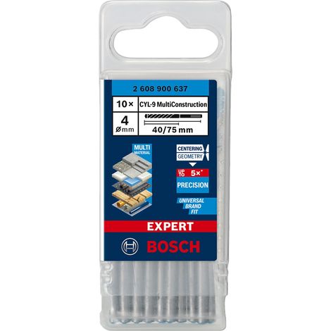 Set mit 10 Bohrer BOSCH EXPERT CYL-9 MultiConstruction Ø 4 x 75 mm (2 608 900 637)