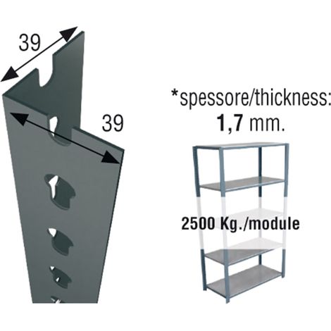Werkstattprofil Simon sclick p/40 Metall 200 cm (1/2)