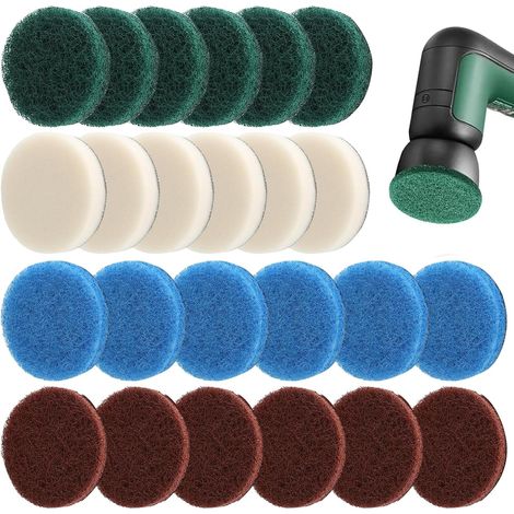 24 Stück Aufsatz für Bosch Universal Brush, Elektrische Reinigungsbürste mit Bosch Home and Garden 6033 Akku 6X Schaumstoffpad, 6X Küchenpad, 6X Hochleistungspad, 6X Mikrofaserpad (1/5)