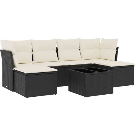 Maison Exclusive - Set Divani da Giardino con Cuscini 7pz Nero Polyrattan (1/3)