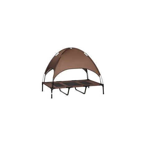 Hunde-/Katzenbett auf Beinen, UV-beständiges, mikroperforiertes Oxford-Gewebe + Sonnenschutz + Tragetasche inklusive, braun/schwarz
