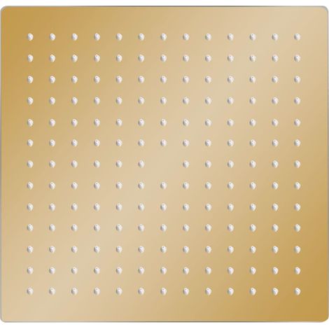 vidaXL Cabezal ducha efecto lluvia acero inox cuadrado dorado 30x30 cm (1/2)
