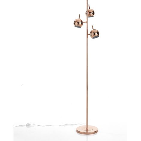 Lampada da terra 3 paralumi in metallo finitura rame cm. Ø.27 H.165 (1/5)