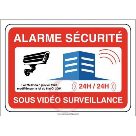Panneau Alarme Surveillance - Aluminium Dibond 3 mm - 300 x 210 mm - Pour Signalisation Securite Video Protection