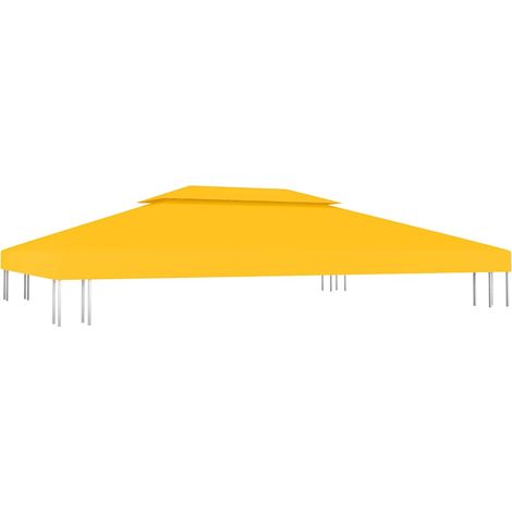 Toile de toit de belvédère, Toile de rechange pour tonnelle, 2 niveaux 310 g/m² 4x3 m Jaune OIB2331E (1/5)