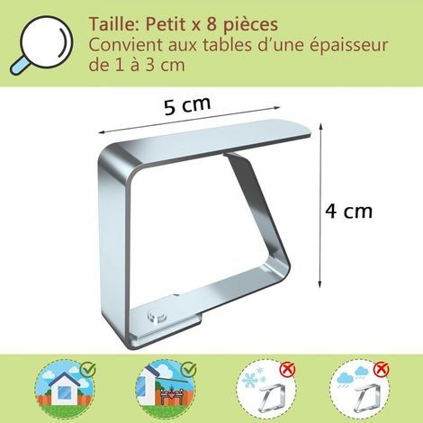 8 Pièces Tablecloth Clips - Pince Nappe Inoxydable - Pince Table Nappe pour Cuisine, Fête, Restaurant et Occasions de Mariage (Vaisselle) (1/3)