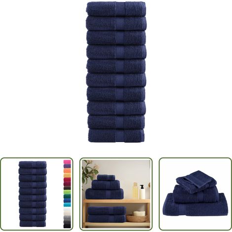 Badetuch - Premium Gästetücher SOLUND 10 Stk. Marineblau 30x50 cm 600 g/m² (1/5)