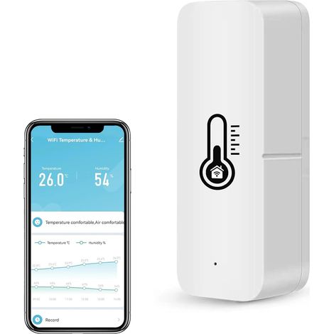 WiFi Thermomètre Hygromètre Intérieur, Mini Température et d'Humidité pour Serre à Vin, Cave À Vin,Sous-sol,Surveillance Distance,Alerte Notification,Stockage Exportation des Données.1PCS (1/5)