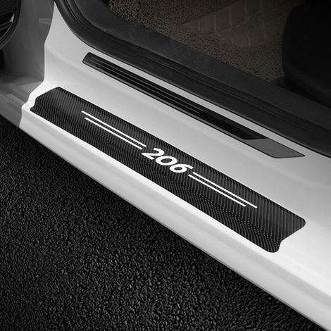 Lot de 4 protections de seuil de porte autocollantes en fibre de carbone 3D de haute qualité, compatibles avec les accessoires Peugeot 206. (1/5)