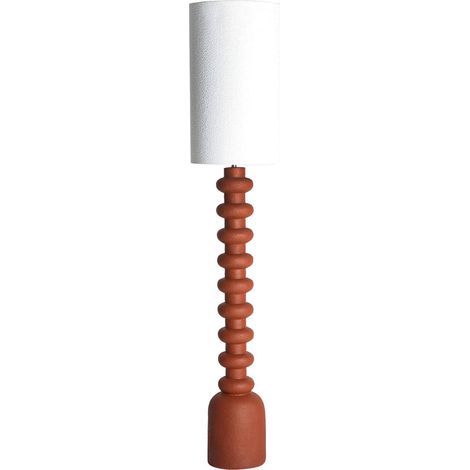 Lampadaire contemporain en résine terracotta et abat jour blanc - Terracotta naturel et blanc cassé (1/3)