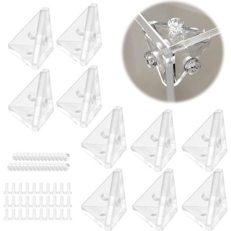 Bardusch-10 connecteurs acryliques transparents angle droit, vis incluses, pour vitrines/boîtes à bijoux (1/4)
