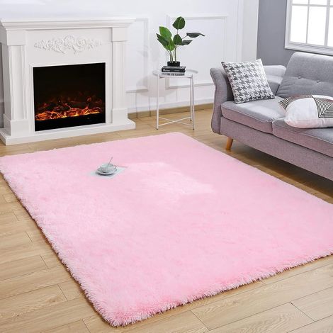Teppich Hochflor Shaggy Wohnzimmer Schlafzimmer Rosa 160 x 230 cm (1/5)
