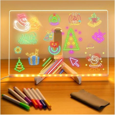 Tableau d'affichage à LED avec couleurs,tableau à message en acrylique lumineux à DEL 7 couleurs avec stylo/support (1/5)