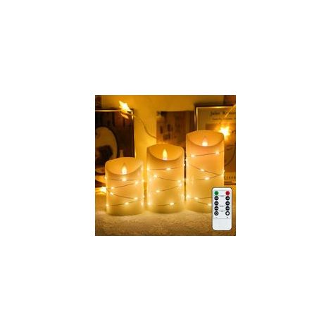 3 LED Bougies Sans Flamme, Lumières de Bougies, Bougies à Piles Piliers en Verre Blanc Pur Mode de Flamme de Mèche Scintillante Réaliste (1/4)