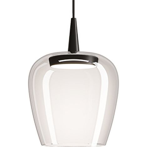 Zafferano Lampada a sospensione Bilia 230V LED 8W 2700K 645lm Vetro borosilicato soffiato Nero e Trasparente diametro 18 cm altezza 324 cm