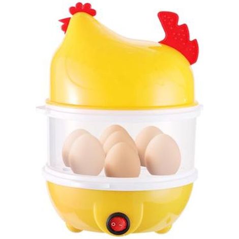 1 unit Cuiseur à œufs, cuiseur vapeur 2 niveaux, forme poulet, pour cuisine maison, école, salle de sport et adultes