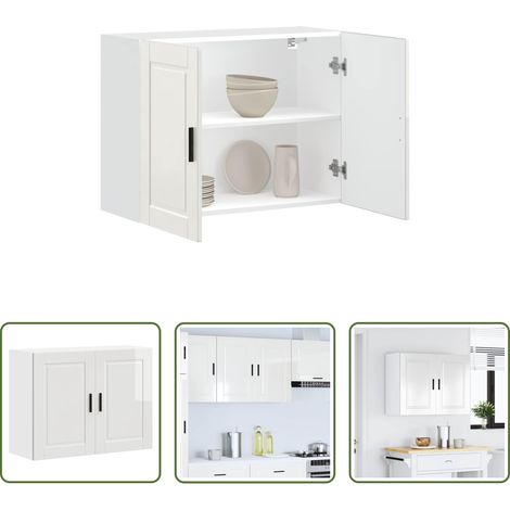 vidaXL Hochglanz-Weiß - Küchen-Hängeschrank Porto Hochglanz-Weiß Holzwerkstoff (1/5)