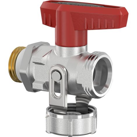 KFE-Kugelhahn PN16 G 1/2" vern. D-form m. Fl.griff o. Schlauchverschraubung (1/3)