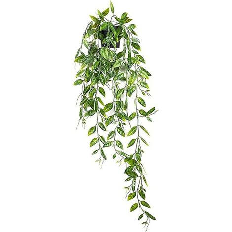 Plante verte artificielle tombante 65 cm – Plante décorative en pot style pois hollandais, pour décoration intérieure et extérieure (1/4)